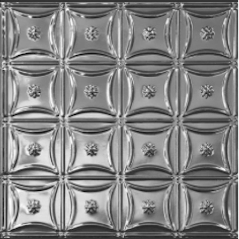 Carreau de plafond en étain argenté 1,98 pi x 1,98 pi
