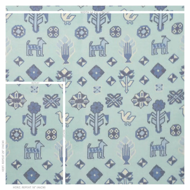 Chuska Warp Print Fabric, Blue/ Medium Blue