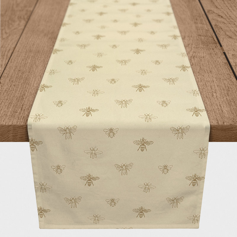 Rectangular Floral Table Runner, 90" x 16", Cream