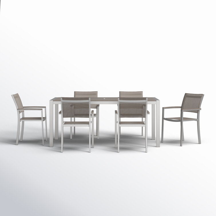 Aynura 6 - Person Metal Patio Dining Set with Rectangular Table