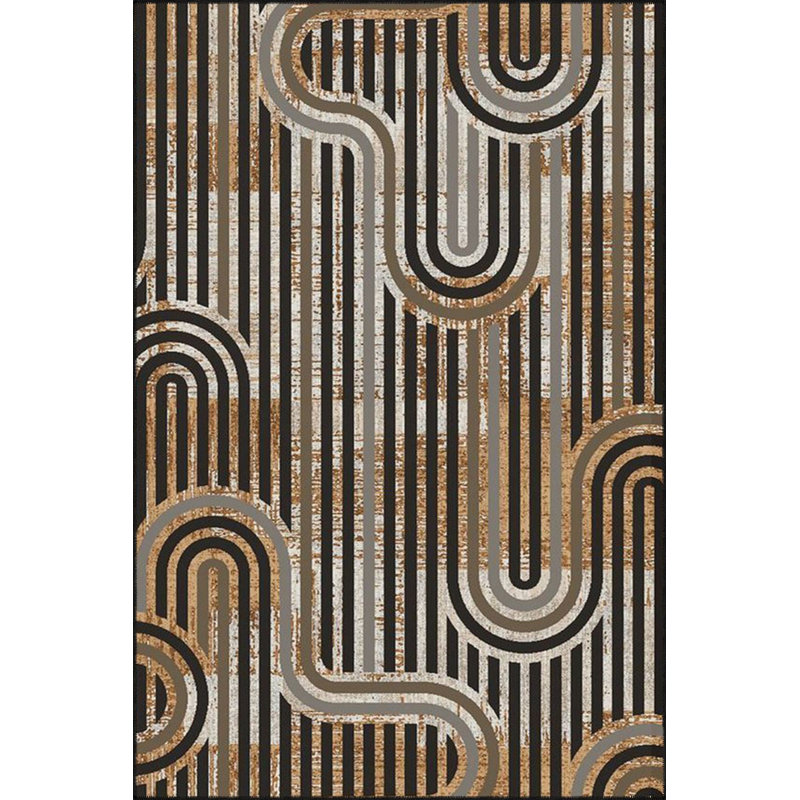 Washable Vertical Wavy Patterned Woven Area Rug, Runner 3'3" x 6'7" Rug Pad Included