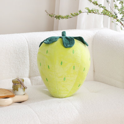 Velvet Strawberry Throw Pillow (15"x10")