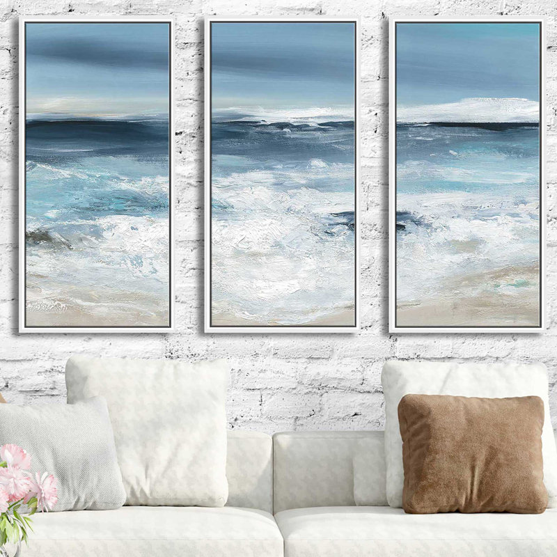 "Long Beach" par Carol Robinson, reproduction sur toile flottante 3 pièces, H 41,5 po x l 64,5 po x P 2 po