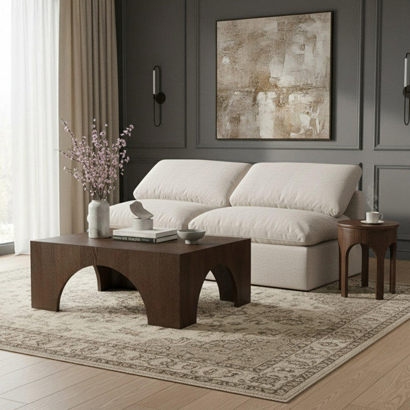 Itala Upholstered 70'' Loveseat, Cream Linen Textured Fabric