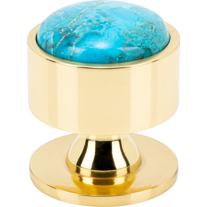 Firesky Diameter Knob, Polished Brass, Mohave Blue, 1 1/8"