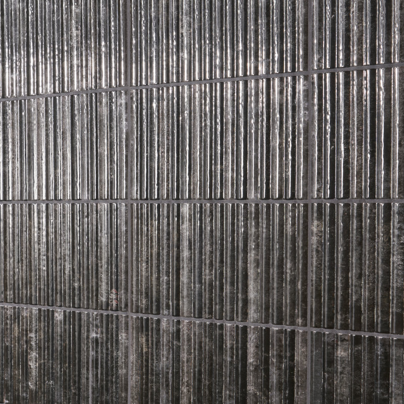 Canu 5.9 In. x 11.81 In. Polished Fluted Ceramic Subway Wall Tile (9.68 Sq. Ft. / Case), Black