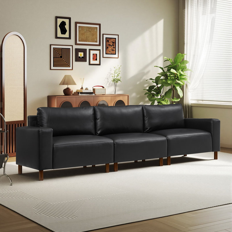 112" W Upholstered Sofa for Living Room,Apartment, 112", Black