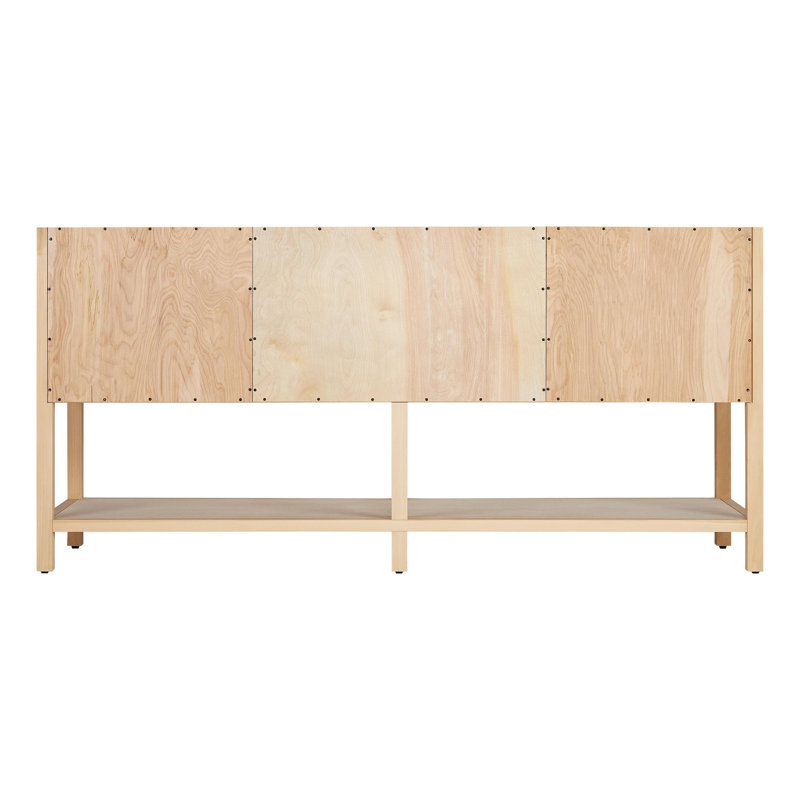 72" Natural Wood Double Bathroom Vanity with Carrara Marble Top