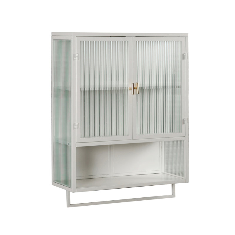 Modern Two-Door Wall Cabinet With An Open Shelf And Towel Rack