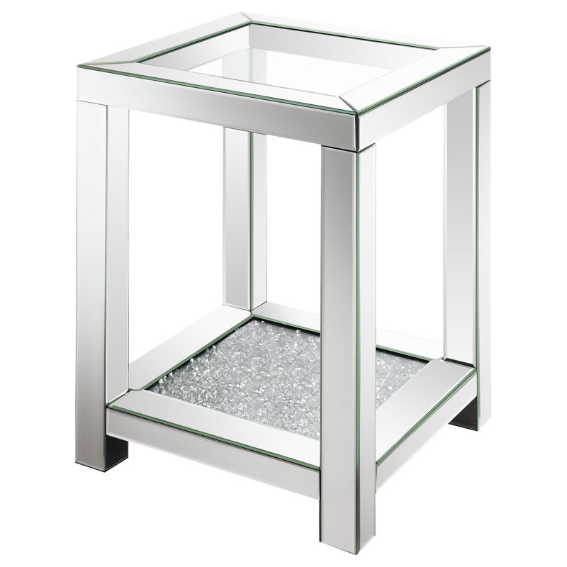 Table de bout carrée avec plateau en verre Erimon