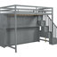 Lit double au-dessus du lit, gris - hydraulique et élégant avec bureau, utilisation efficace de l'espace-578731946