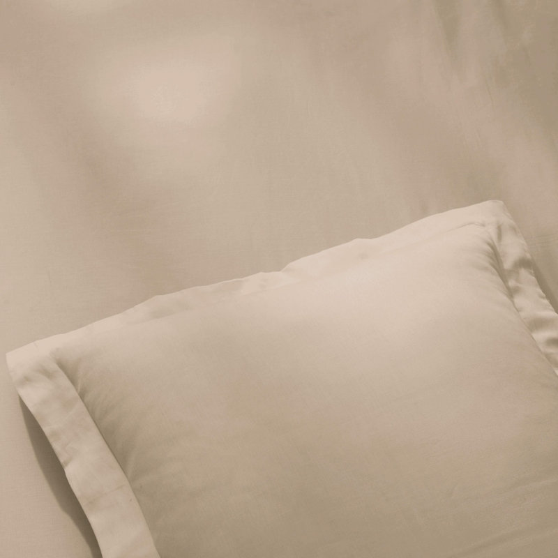 Egyptian Cotton 400 Thread Count Solid Luxury Duvet Cover Set with Pillow Shams, Tan, Twin + 1 Sham