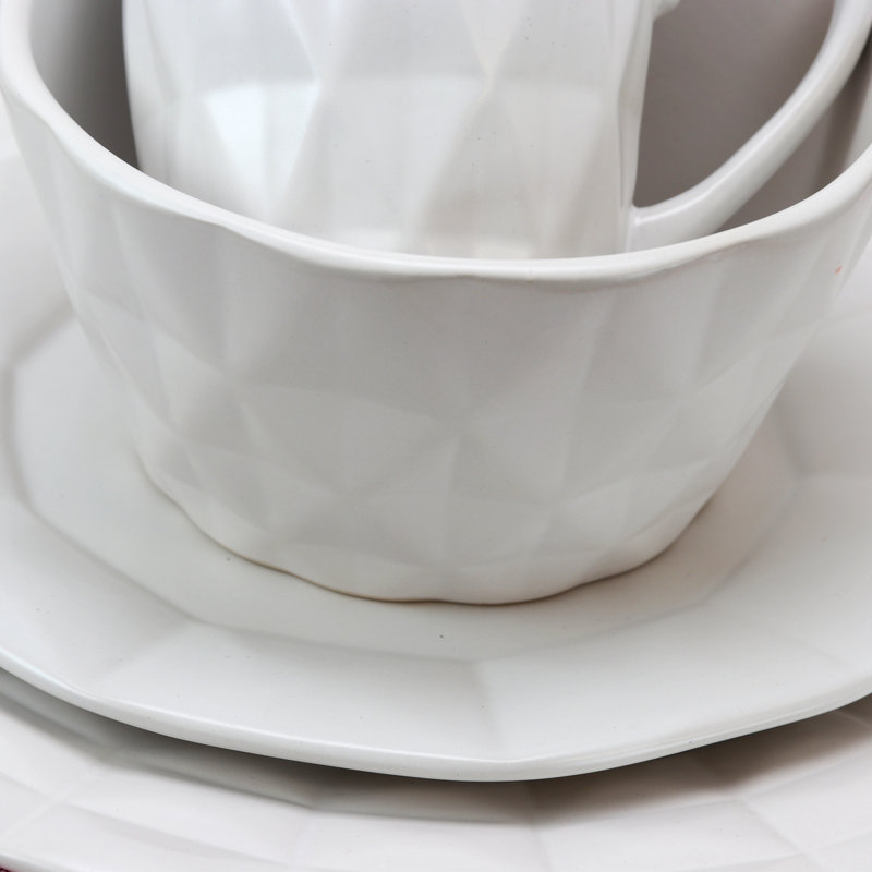 Service de table 16 pièces, service pour 4 rétro chic Wick, Somerset, Blanc