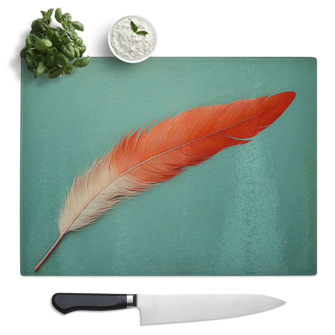 Feather Minimalism No.2  Glass Chopping Board