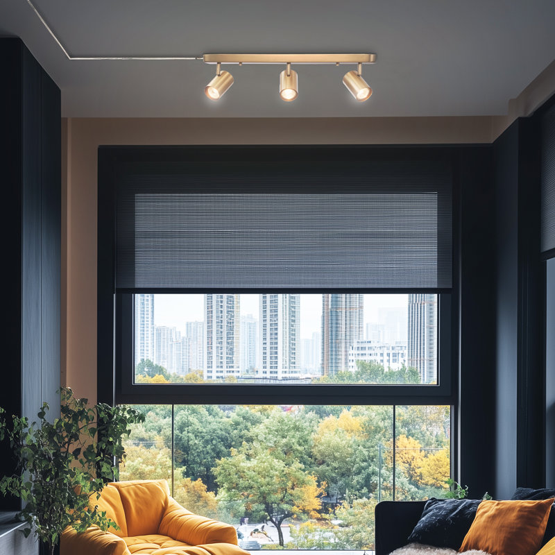 Ensemble de rail d'éclairage 3 lumières 22,25 po, Laiton mat, Laiton mat