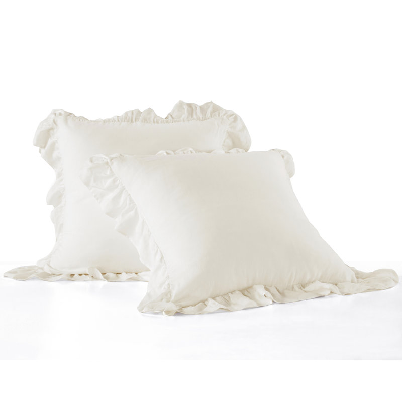  Taie décorative européenne en lin lavé à la pierre, 26 po x 26 po, Beige