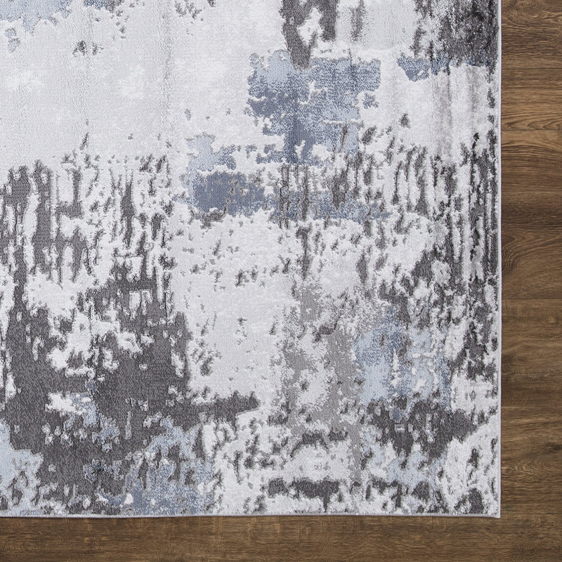 Tapis gris pacifique à motif abstrait Pacific, Rectangle 7 pi 10 po x 10 pi 6 po