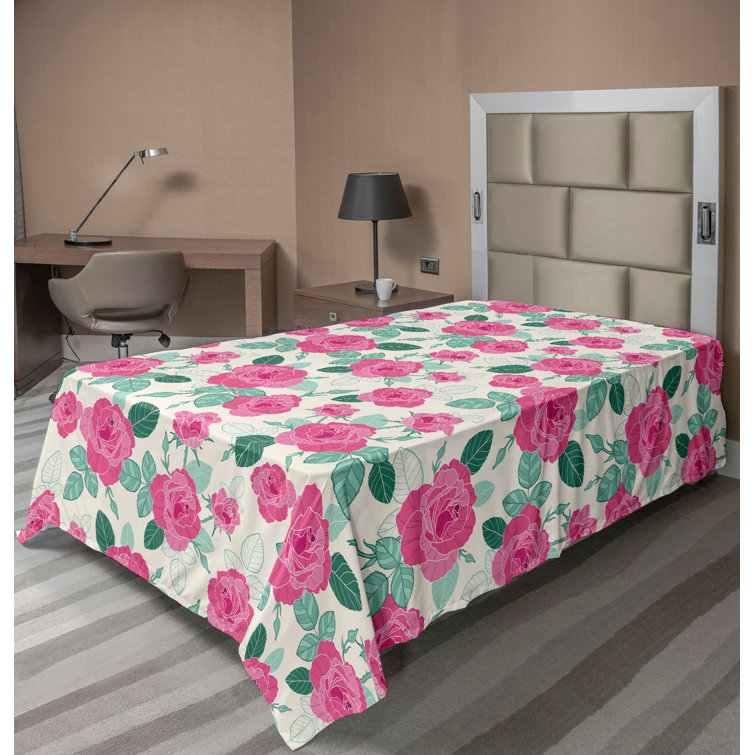 Ambesonne, drap plat floral pivoines, art botanique printanier