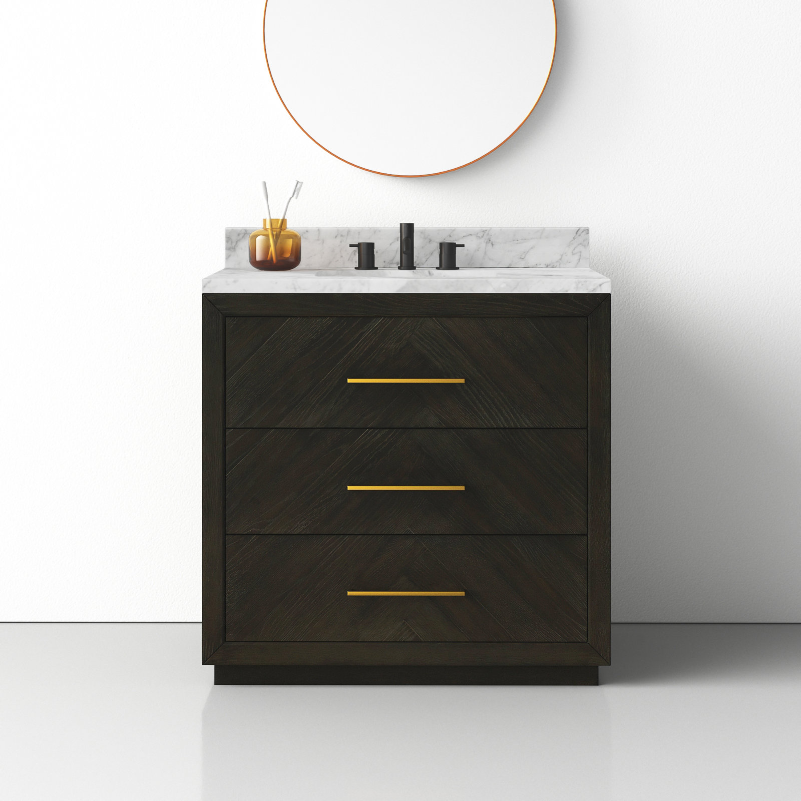 Rumalda 36'' Single Bathroom Vanity, Dark Oak