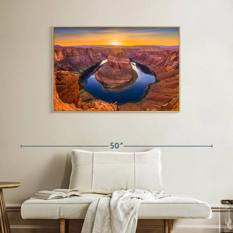 Surplombant le virage en fer à cheval, Cadre flottant en bois naturel, 40 po x 27 po