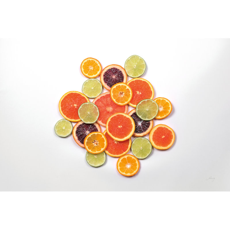 «Sunny Citrus I» par Felicity Bradley, Papier avec cadre érable, Non, H 12 po x l 18 po x P 1,25 po