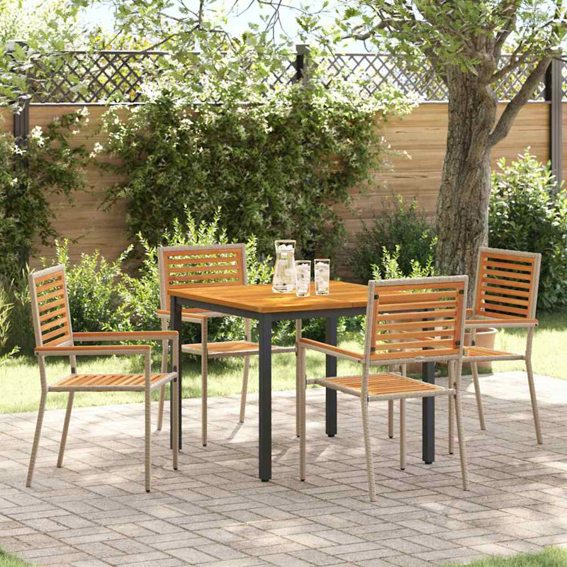 5 Piece Garden Dining Set, Beige