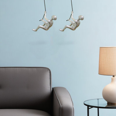 Ensemble d'art mural d'escalade unique en argent 6 "avec corde