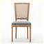 Ensemble de 2 chaises de salle à manger en lin gris ferme, structure en bois massif avec dossier fuselé en rotin