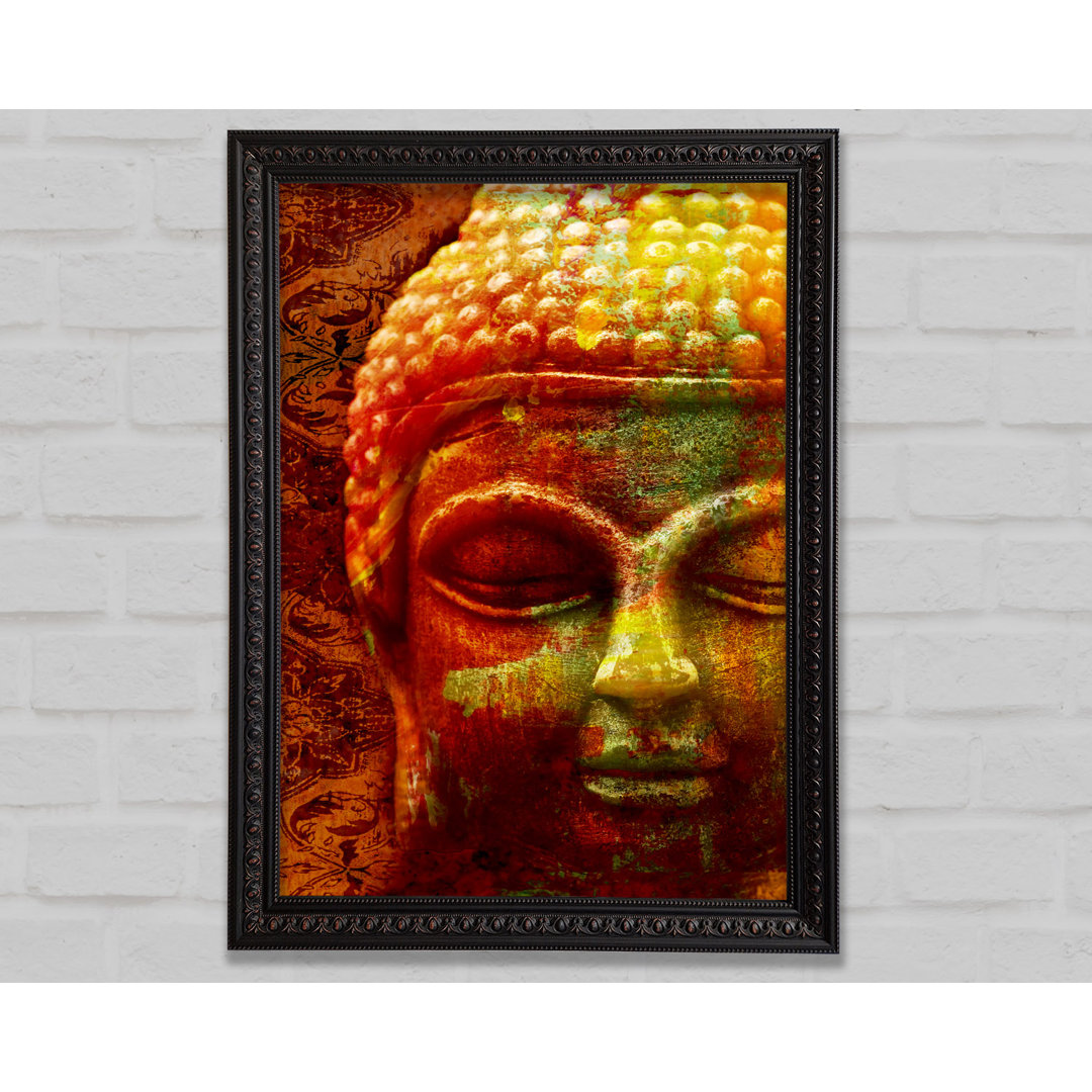 Retro Orange Gelb Buddha - Druck