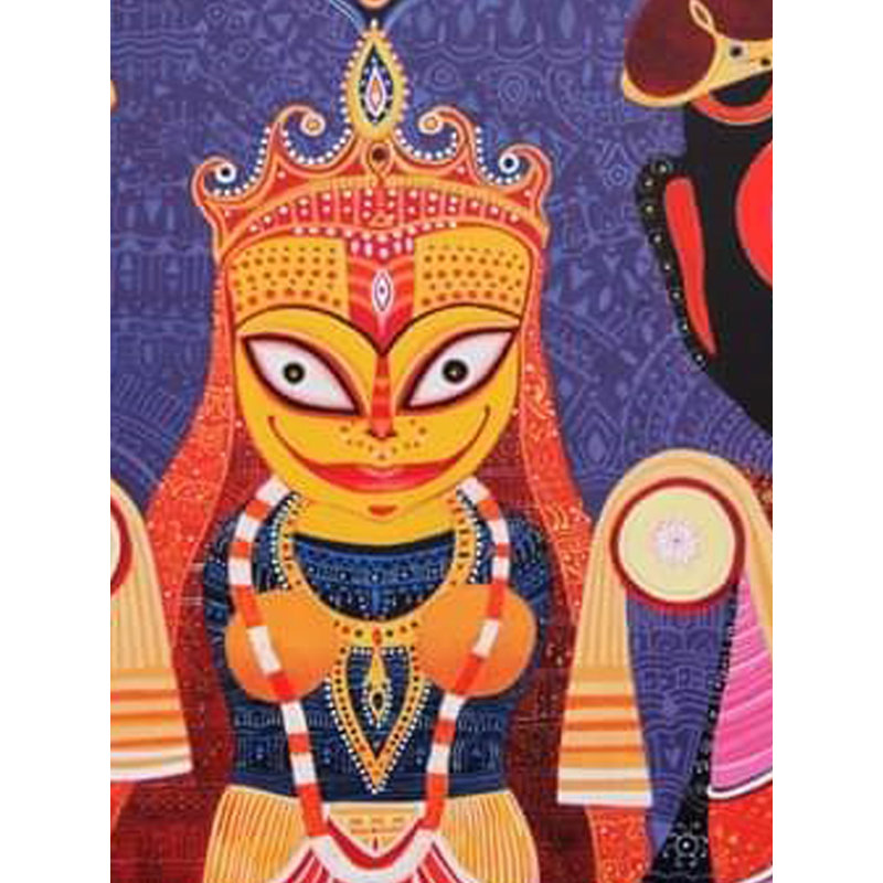 Triratna - Jagannath, Balabhadra et Subhadra | Acrylique sur toile | Par Bhaskar Lahiri