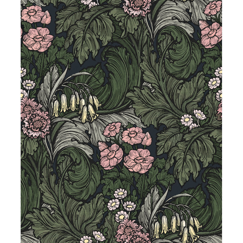 Llewelyn-Bowen - Off The Wall Floral Non-Woven Wallpaper Roll, Pink