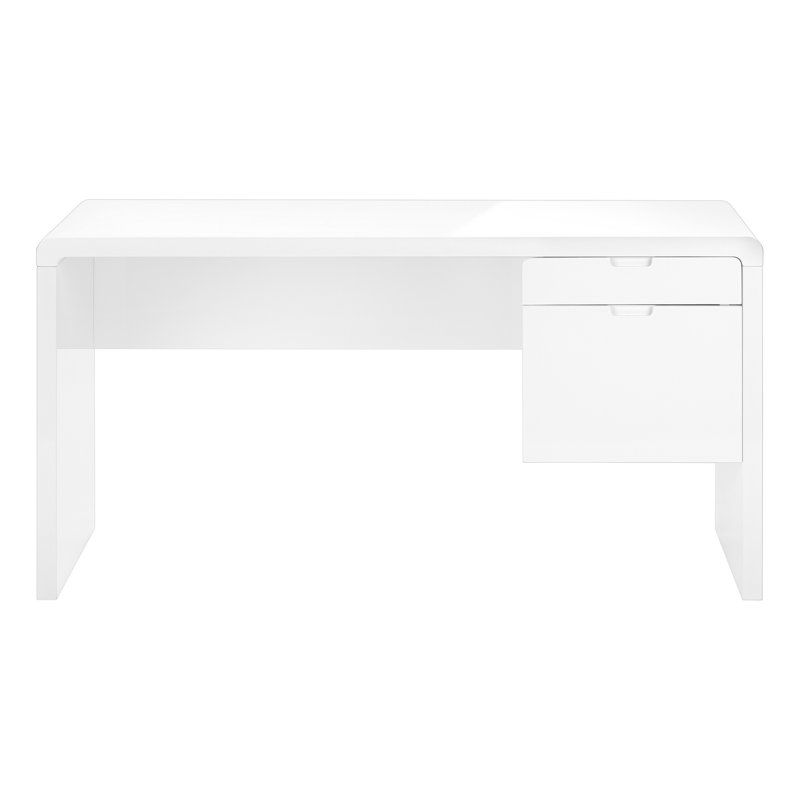 Computer Desk, Home Office, Laptop, Storage Drawers, 60"L, Work, Laminate, Glossy White