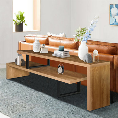 Abdulbaki 88.6''  Open Console Table With Two Separate Engineered Wood Shelve