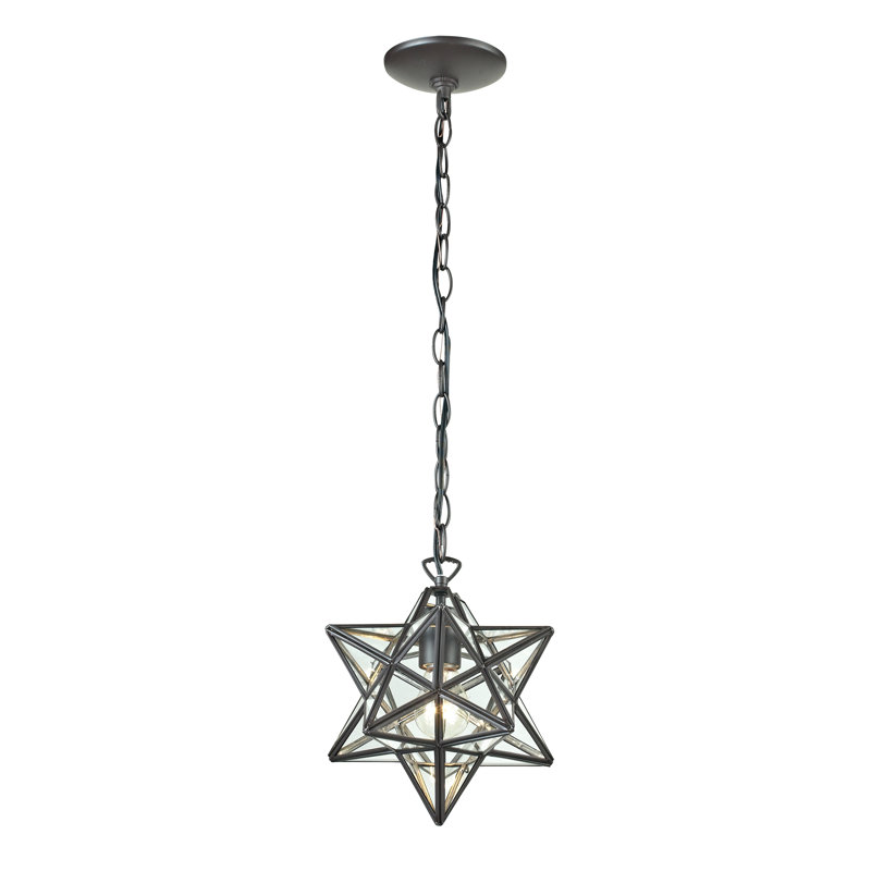 Mini-luminaire suspendu 1 lumière Moravian Star 12 po de large - Bronze huilé