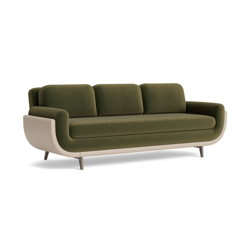 Regatta 100 Sofa, Velvet - Balsam/Greenwich Leather - Taupe, Driftwood