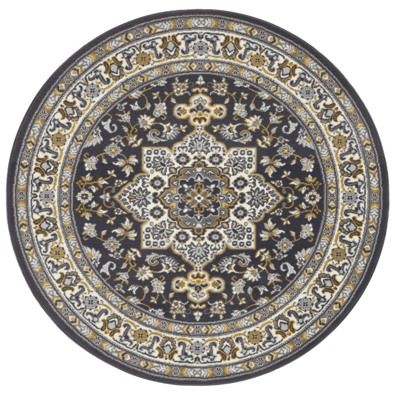 Parun TÃ¤briz Machine Woven Grey Indoor Rug, Round 160cm