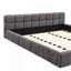 Lit tapissier élégant en chenille beige avec motif damier-108232521