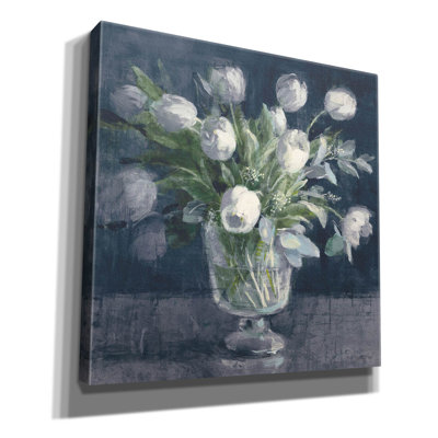  'Serene Tulips Navy' by Danhui Nai Canvas Wall Art