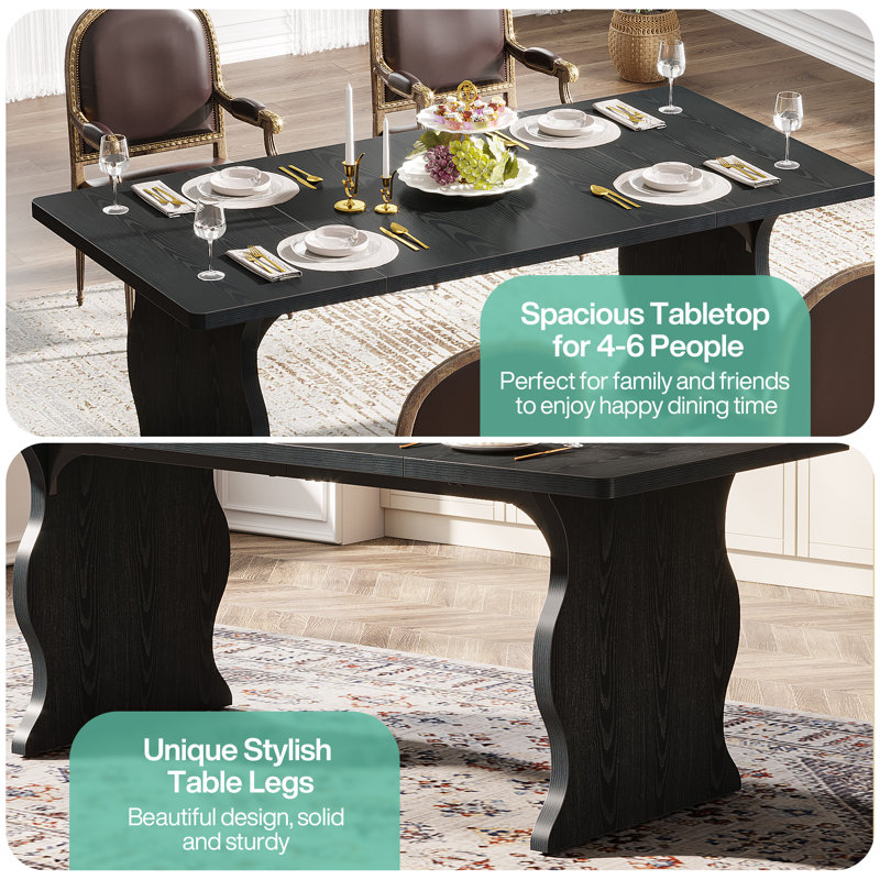 Saphronia 63'' Rectangular Dining Table, Black