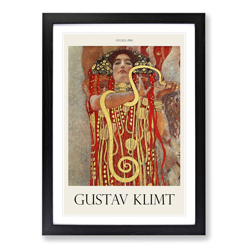 Hygeia by Gustav Klimt - Picture Frame Painting, 65cm H x 48cm W x 2cm D, Black Framed