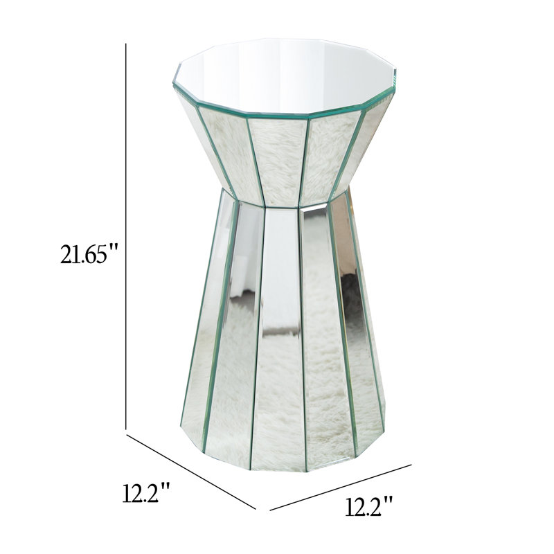 Melle Silver Mirrored Side Table  Round Lamp Table