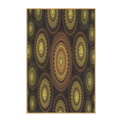 Tapis jaune/brun tissé à la machine