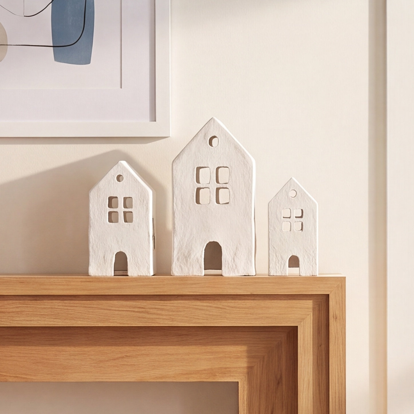 3-Piece Recycled Papier-Mache House Set