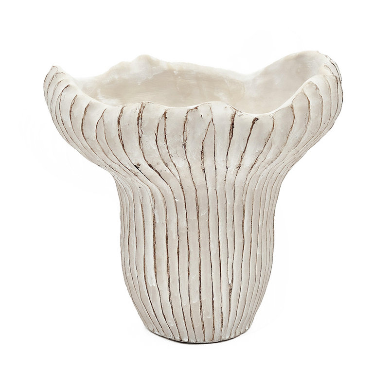 9.3X9x8.7" Sand And Cement Coral Planter With Textured Beige Finish