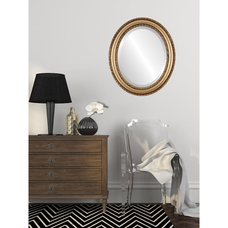 Miroir décoratif biseauté traditionnel Workington, 15 po x 19 po, Désert doré