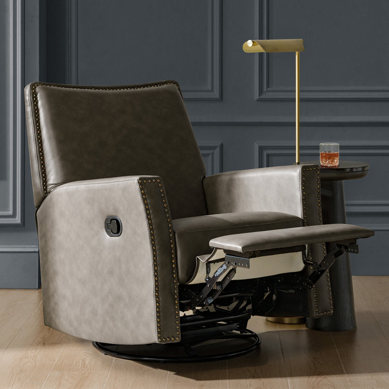 Fauteuil inclinable manuel berçant en cuir Jerseyville, Ombre