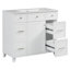 Meuble-lavabo de 36 po avec lavabo en céramique, cadre en bois massif blanc, portes à fermeture en douceur, tablettes réglables, 3 tiroirs, y compris un tiroir à double profondeur pour le rangement du sèche-cheveux (ancien numéro de référence: SV000003AAW-2)