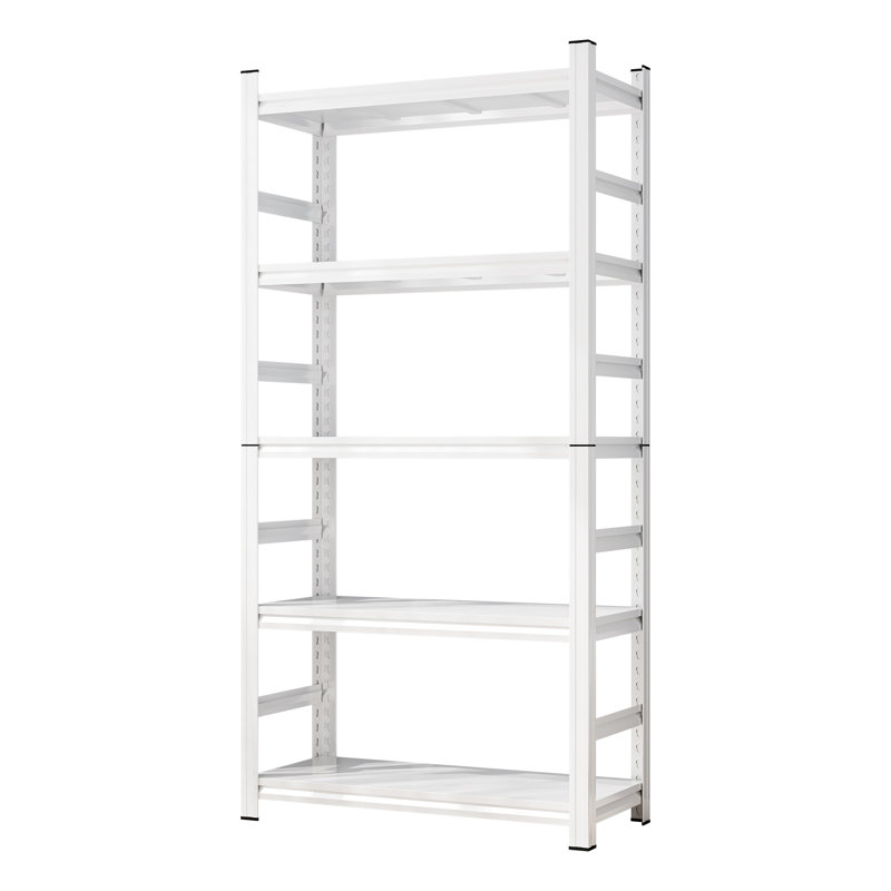 Étagère de rangement réglable en métal H 71 po, organisateur robuste à 5 tablettes, capacité de 2000 lb, blanc