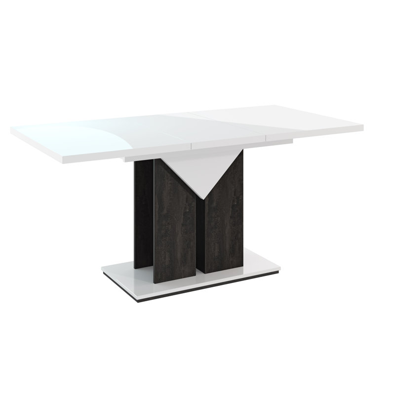 Trip Extendable Dining Table, White Gloss, Charcoal
