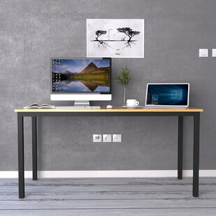 Hitow Home Office Desk 55 Inch Wood Writing Workstation - Gray